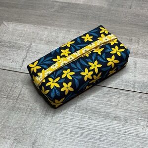 Blue Yellow Flower Handmade fabric purse/travel pocket size tissue holder/travel
